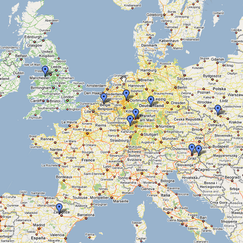 Mapa de plantas Opel en Europa